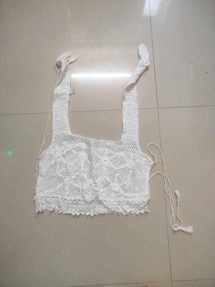 Crochet White Crop Top