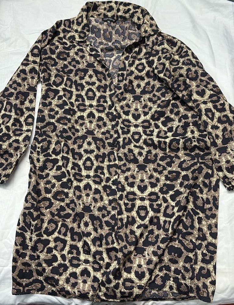 Stylish Leopard Print Button-Up Dress