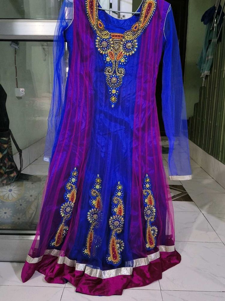 Embellished Anarkali suit with dupatta