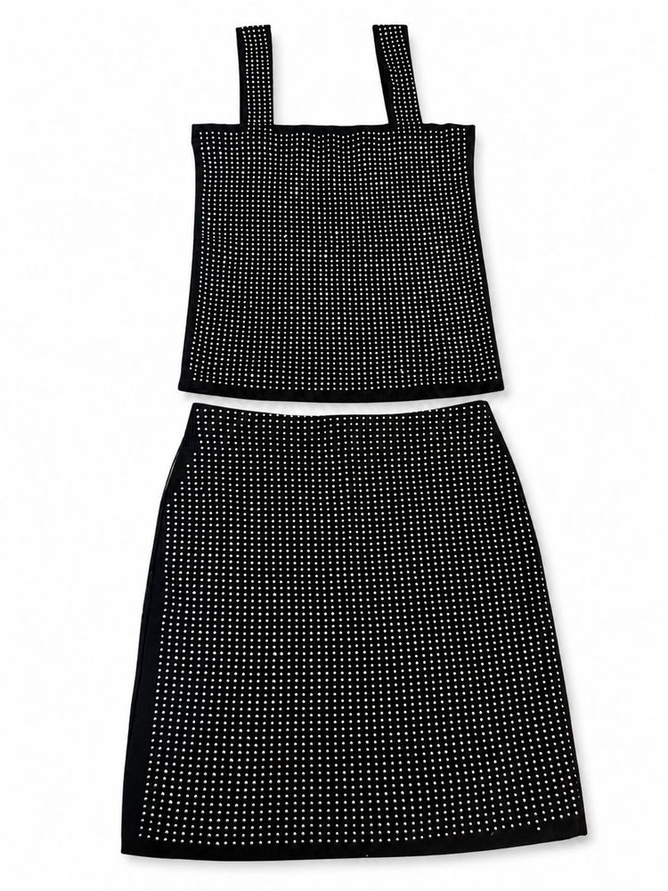 Black Rhinestone Co-ord Set | Trendy Party Wear Cr