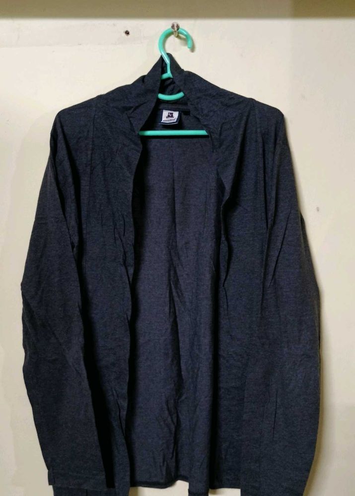 Dark Grey Open Front Cardigan