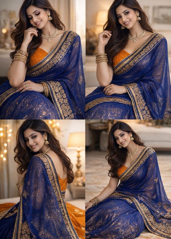Beautiful Blue &amp; Gold Saree