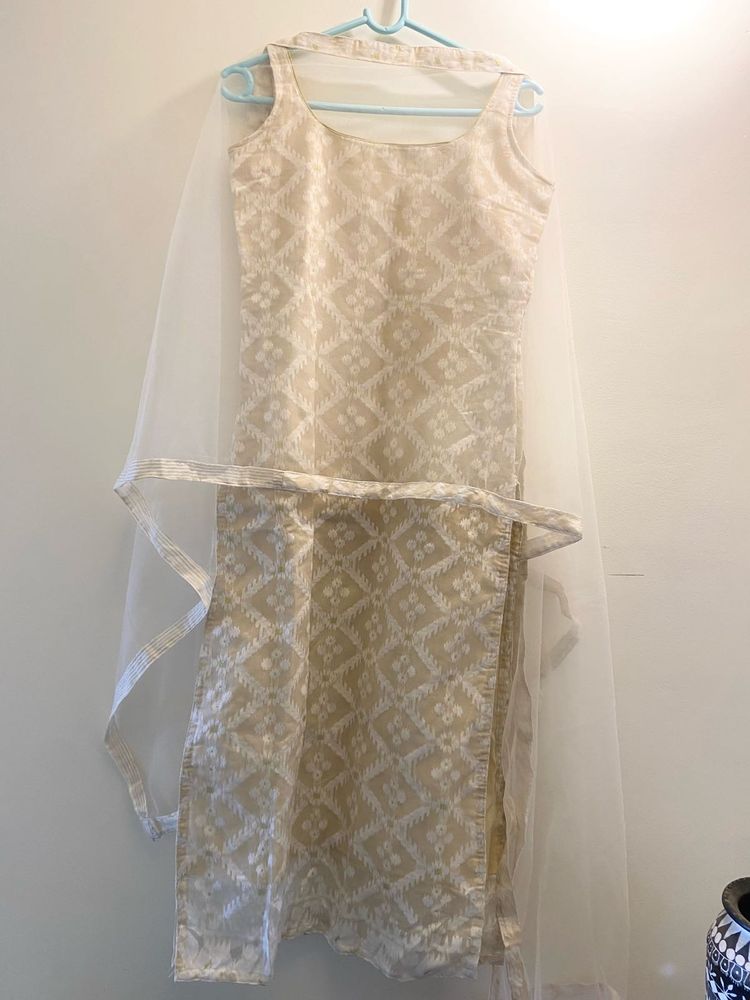Elegant Beige Kurta Set with Dupatta
