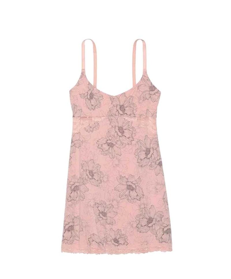 Victoria Secret Floral Lace Trim Slip Dress
