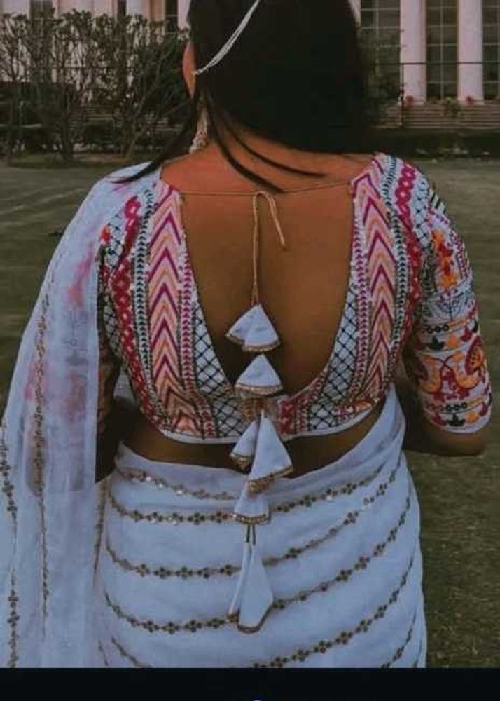 Elegant White Saree with Embroidered Blouse