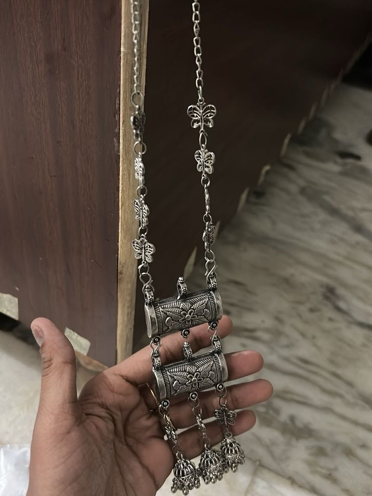 Oxidized Silver Butterfly Necklace