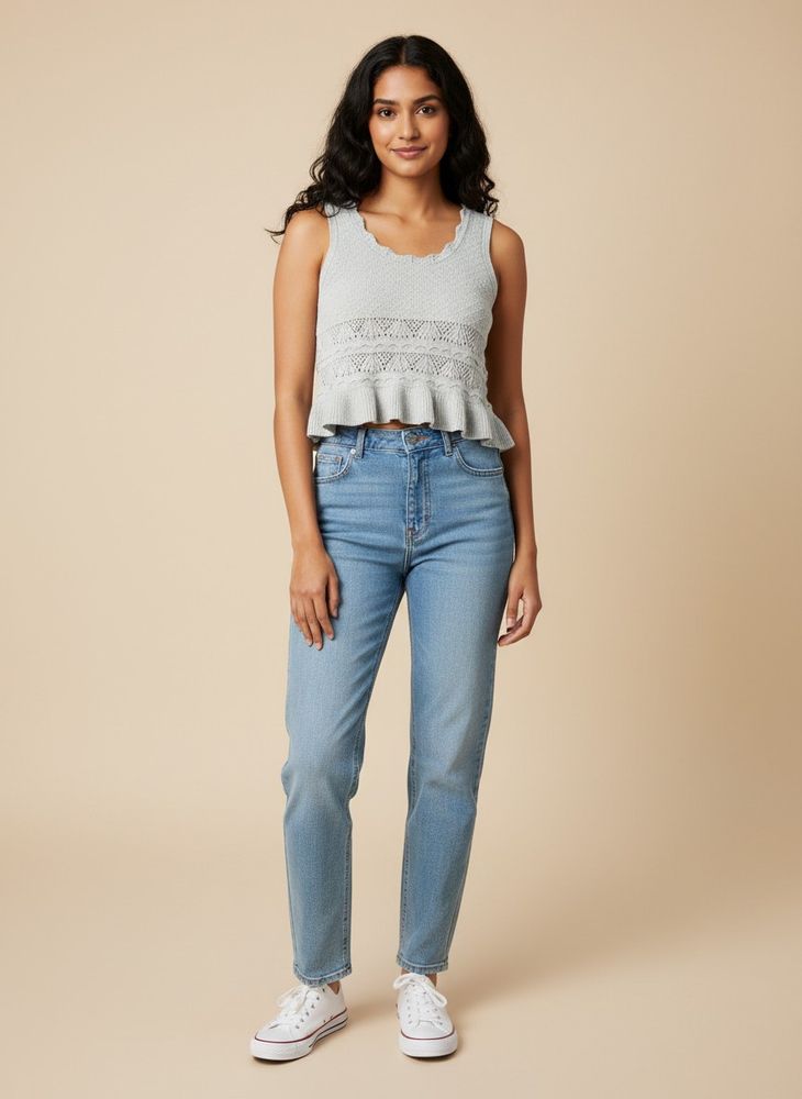H&amp;M Knit Ruffle Crop Top