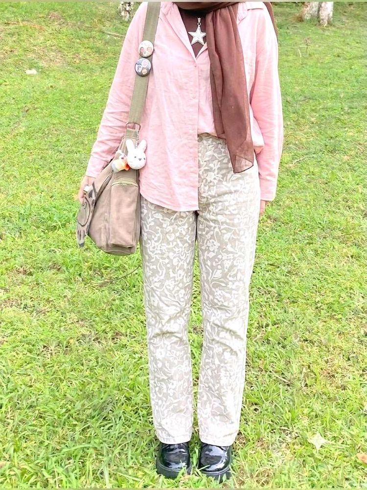 Printed Straight-Leg Trousers
