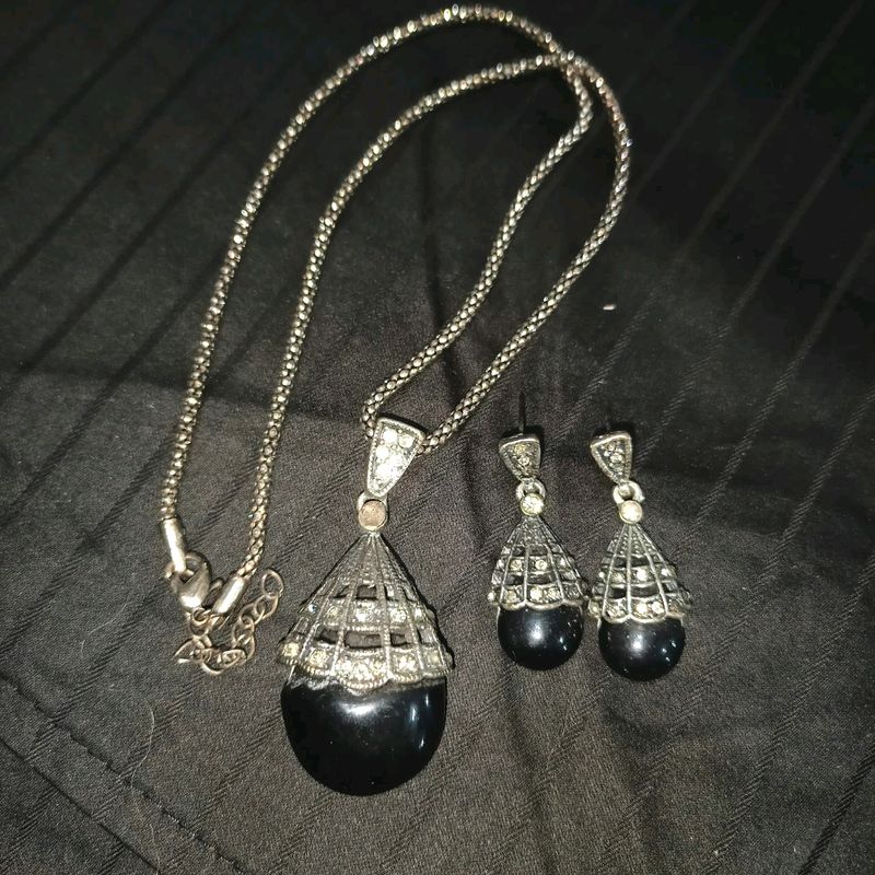 Oxidised Silver Necklace And Earrings Jewellery