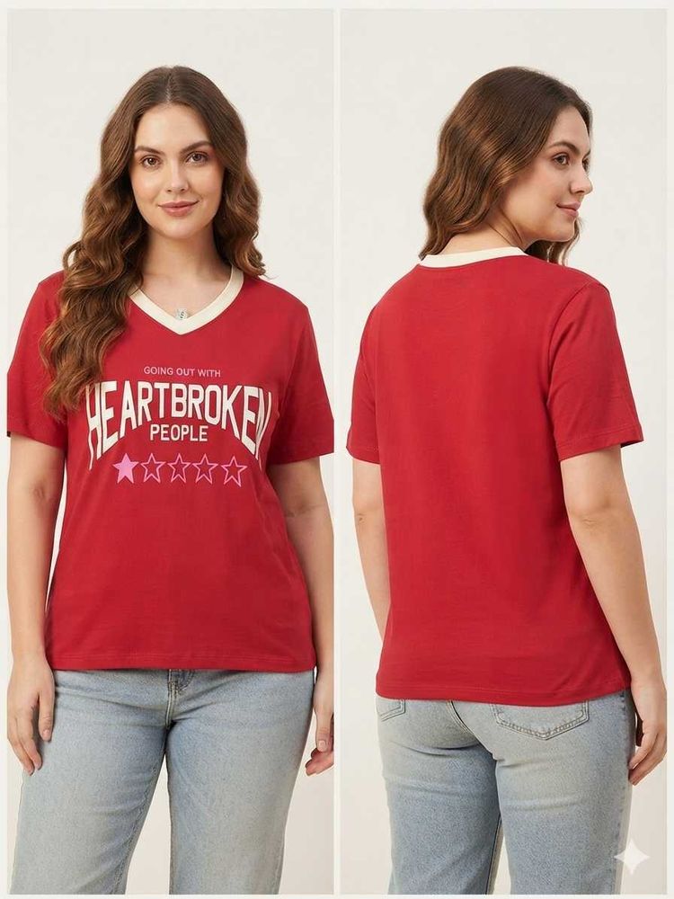 Red "Heartbroken People" Graphic T-Shirt