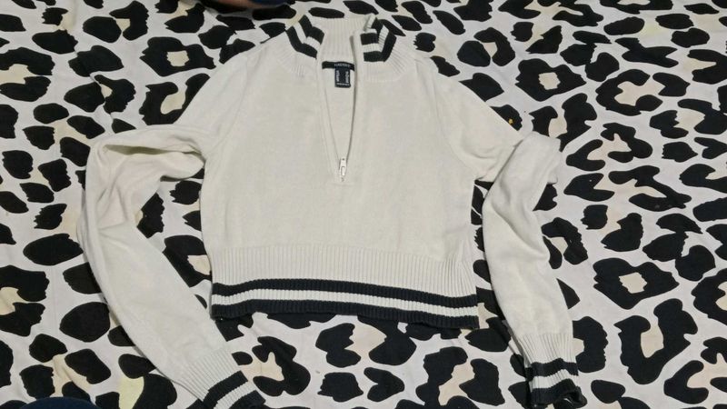 White Zip-Up Sweater