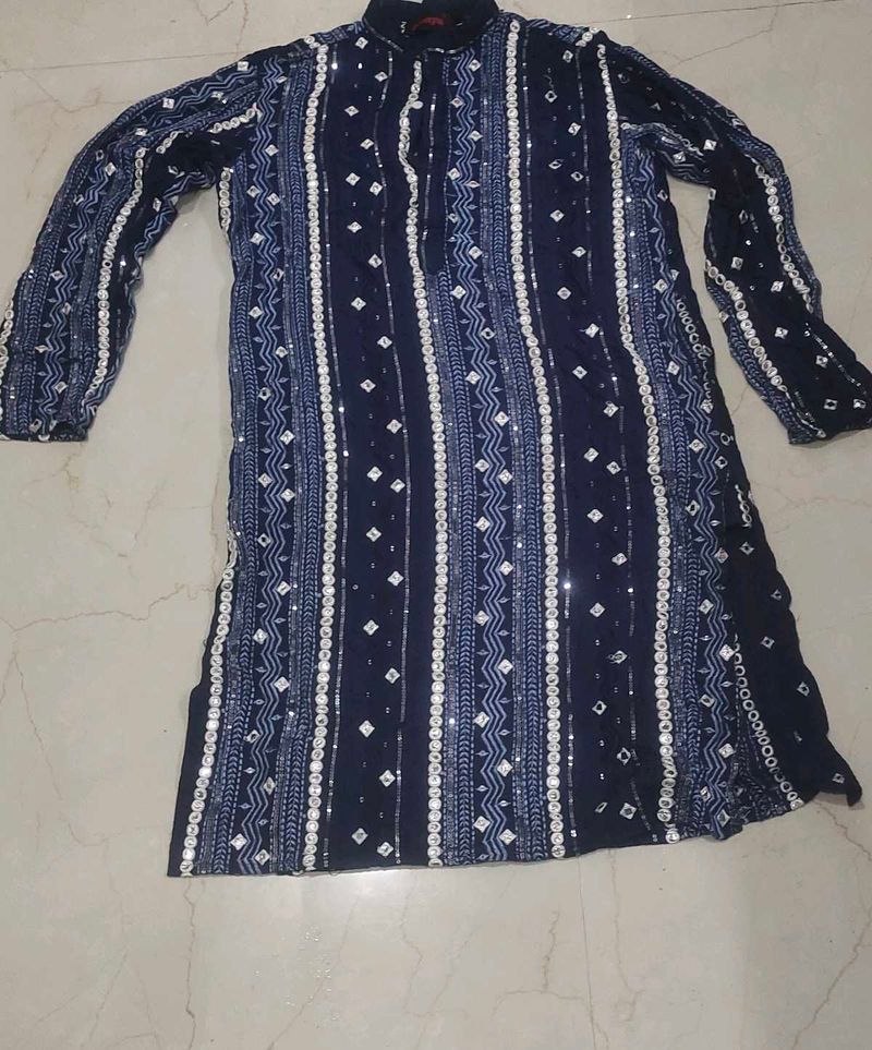 Stunning Navy Blue Sequin Kurta
