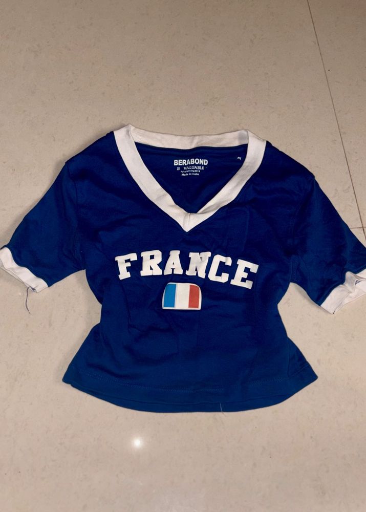 France printed blue baby tee💙🪽