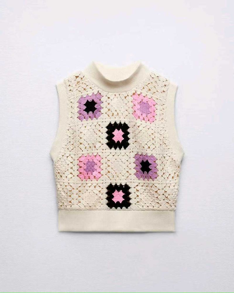 Zara Crochet Patchwork Sleeveless Top