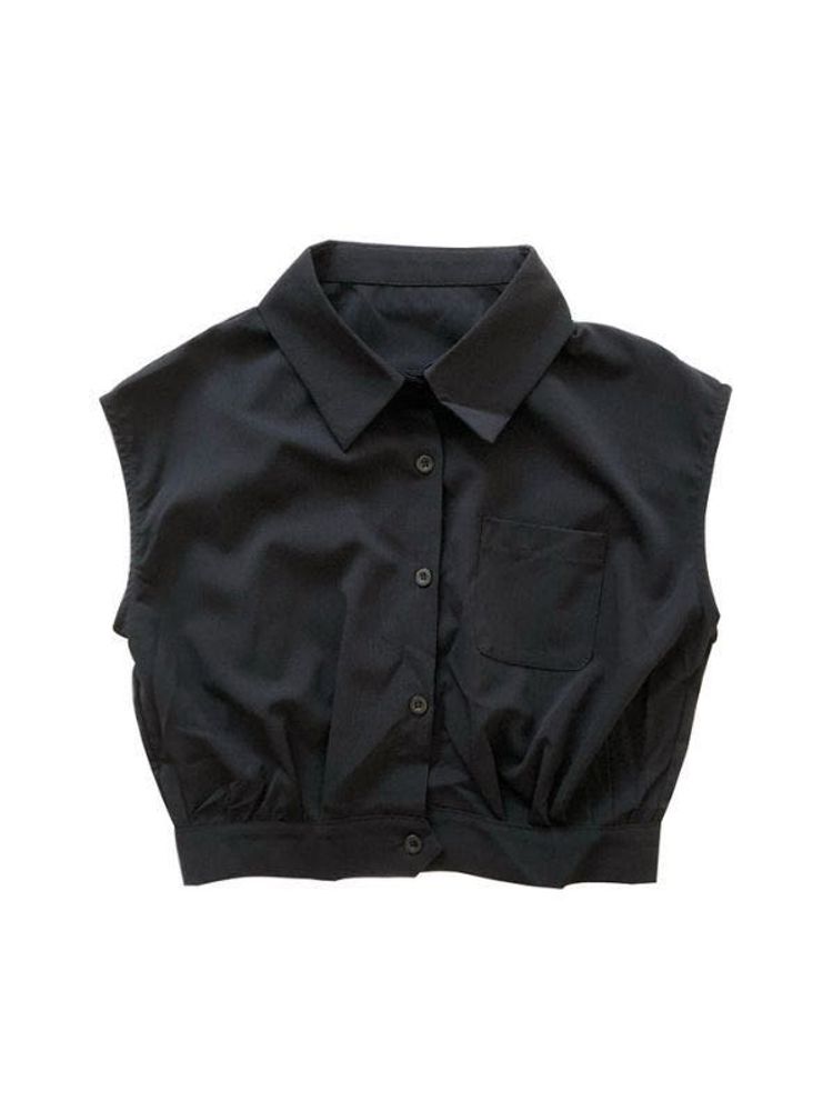 Sleeveless Collared Button-Up Top