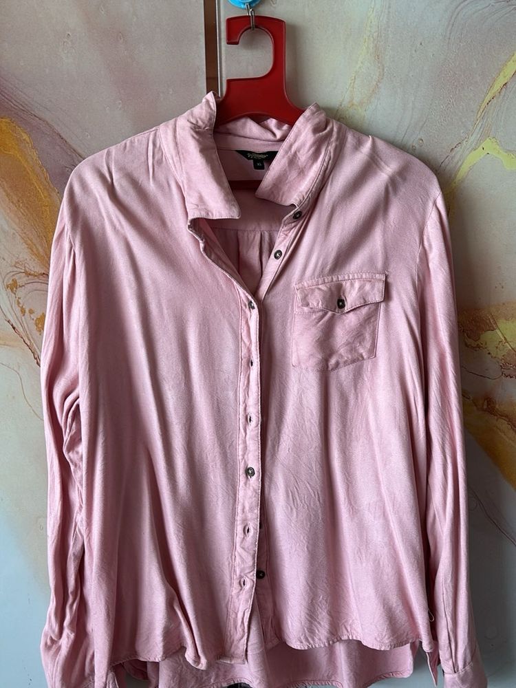 Soft Pink Button-Up Blouse
