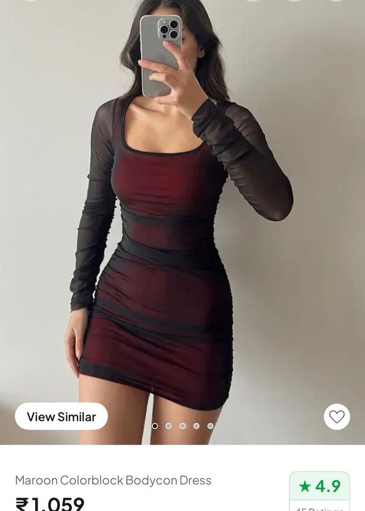 Maroon Colorblock Bodycon Dress