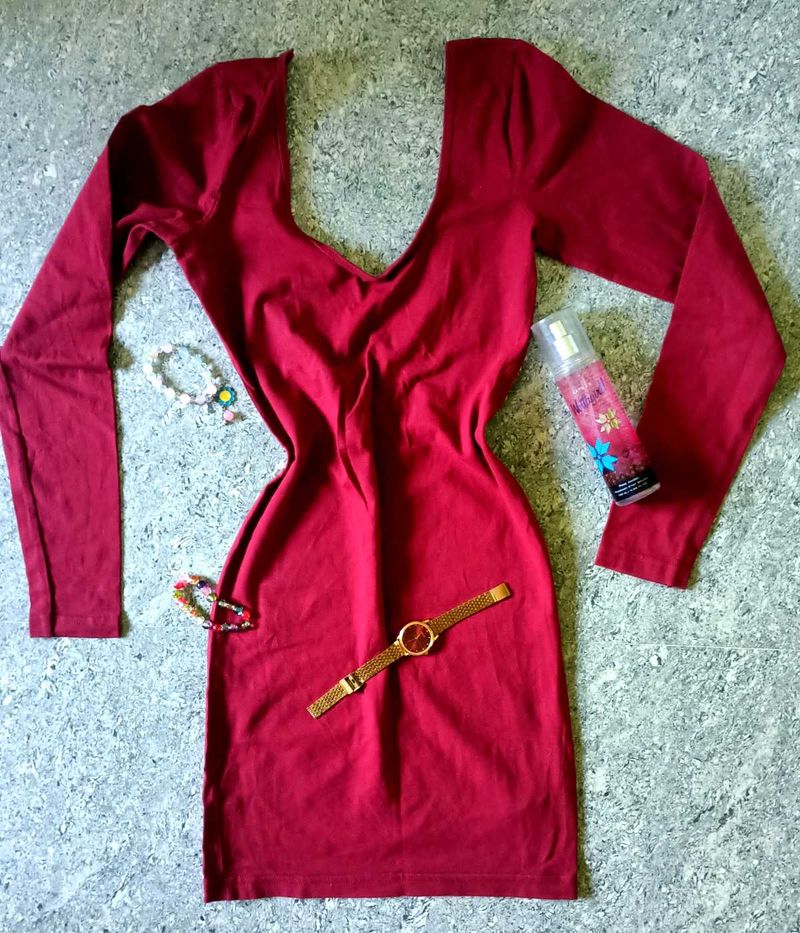 🔥😍HOT MAROON BACKLESS BODYCON FOR WOMEN