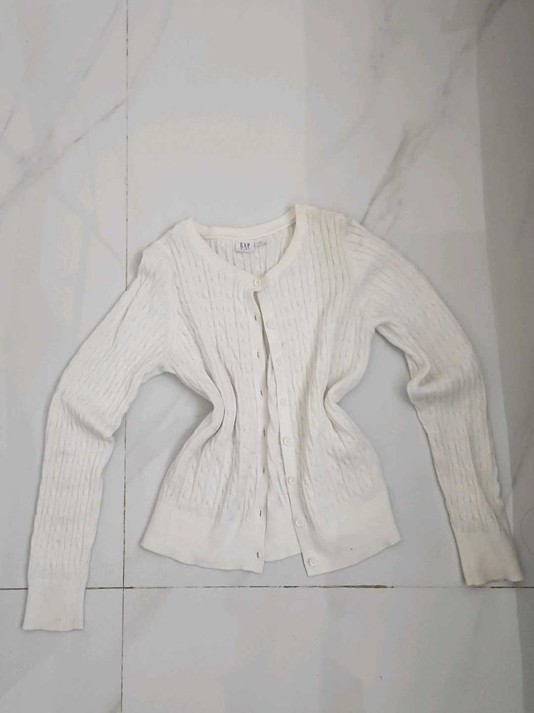 Gap White Cable Knit Cardigan