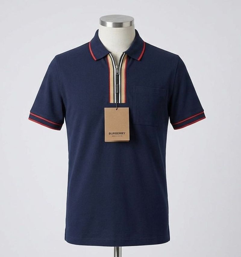 Burberry Navy Zip Polo Shirt