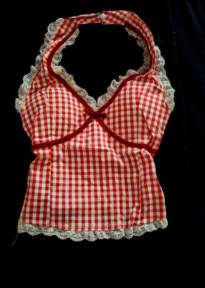 Red Gingham Halter Top