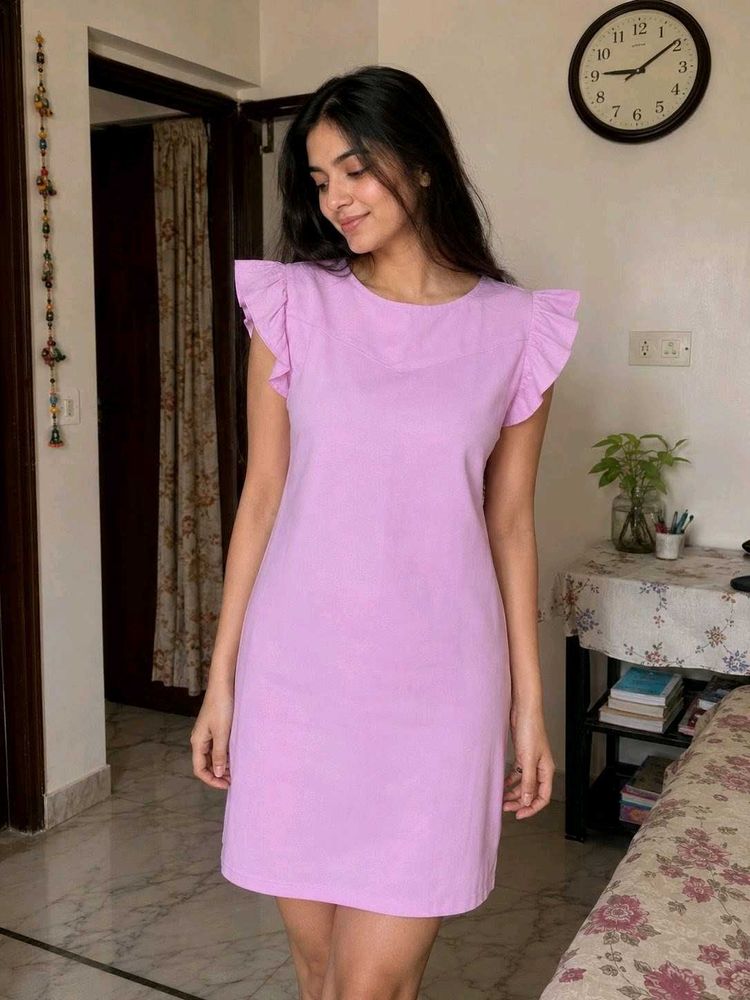 Pink Ruffled Sleeve Dress