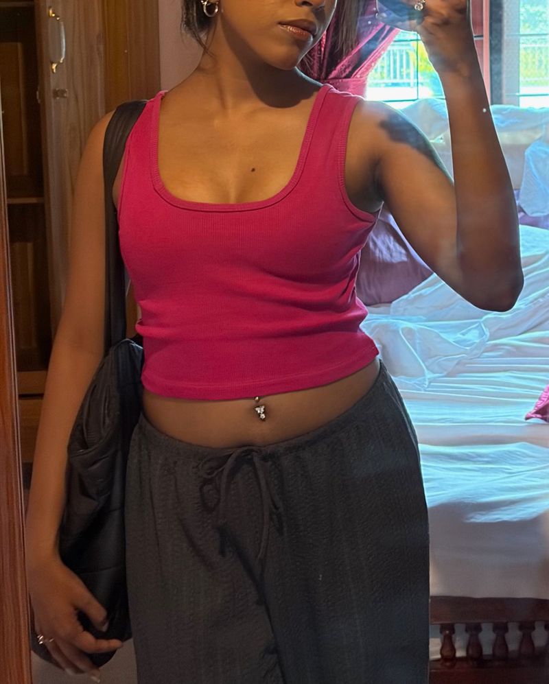 Hot Pink Ribbed Tank Top