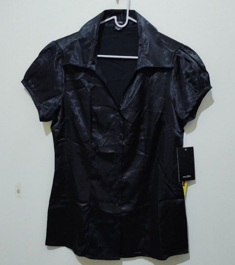 Majora black silk top with sash