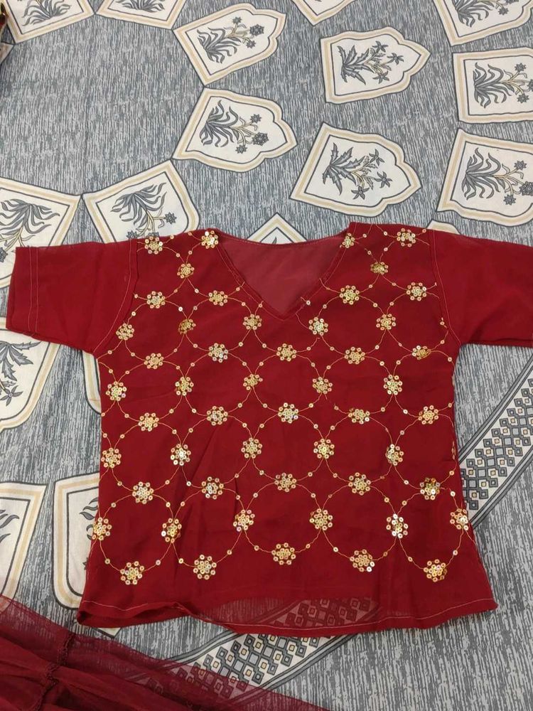 Embellished Red Blouse