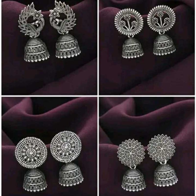 Combo set of 4 Oxidized Silver Classy Earrings..