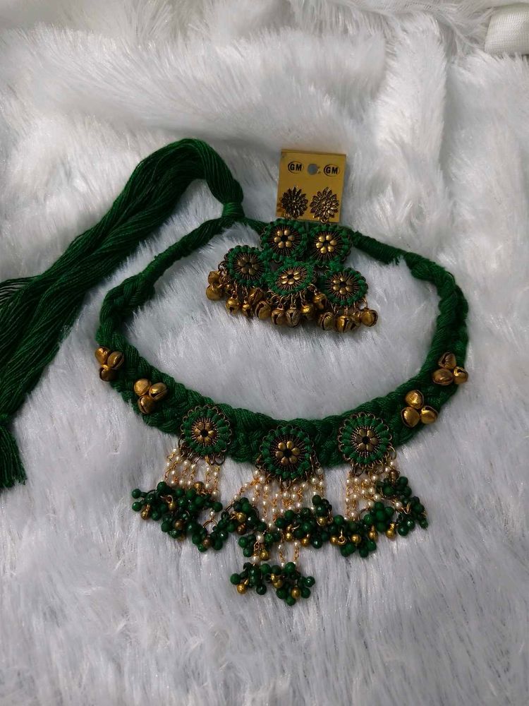 Bohemian Green Choker Necklace Set