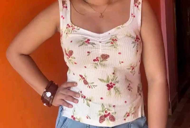 Floral Ribbed Tank Top