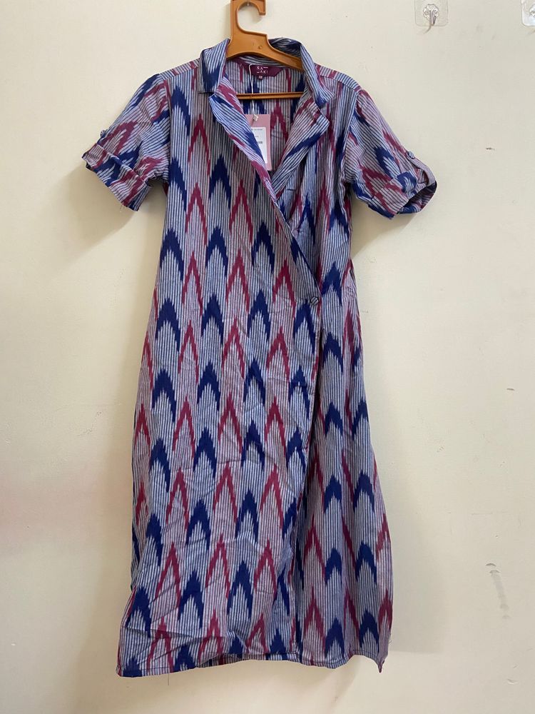 Ikkat Ethnic Tie Up Dress