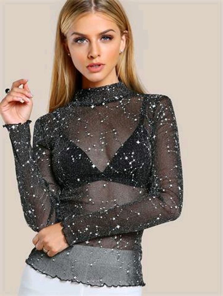 Shein Starry Night Sparkle Top