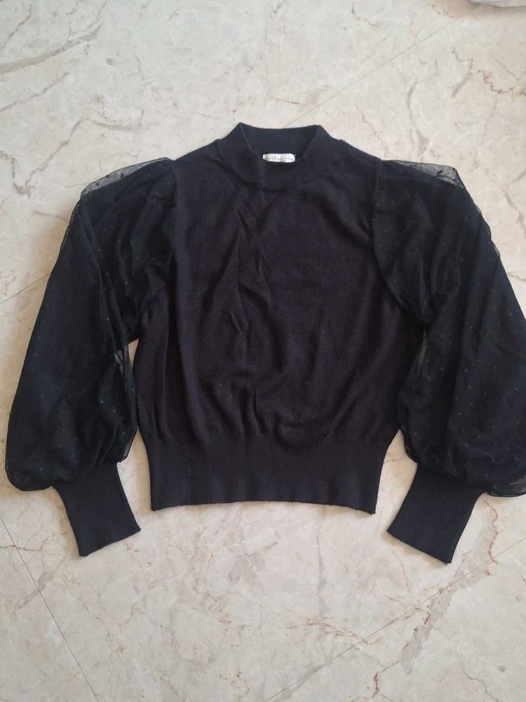 Stylish Black Puff Sleeve Top