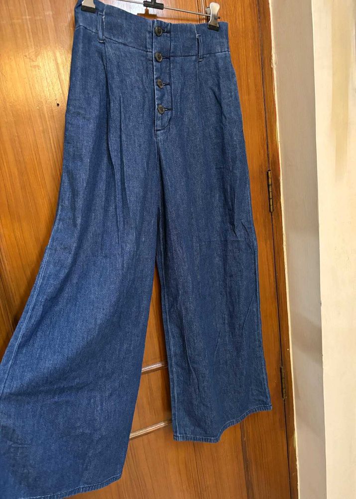 Wide Leg High Waist Denim Pants
