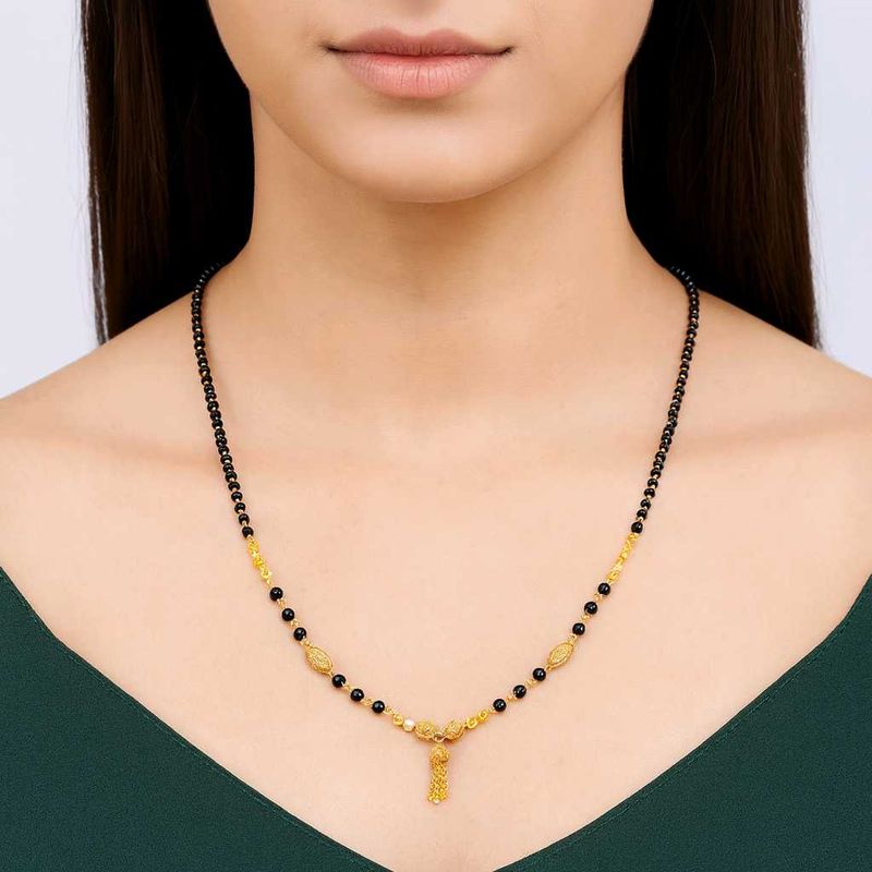 pack of 6 Elegant Gold &amp; Black Bead Mangalsutra