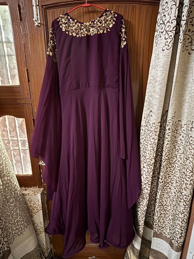 Elegant Purple Embroidered Gown