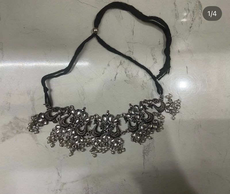 Exquisite Peacock Oxidized Choker Necklace