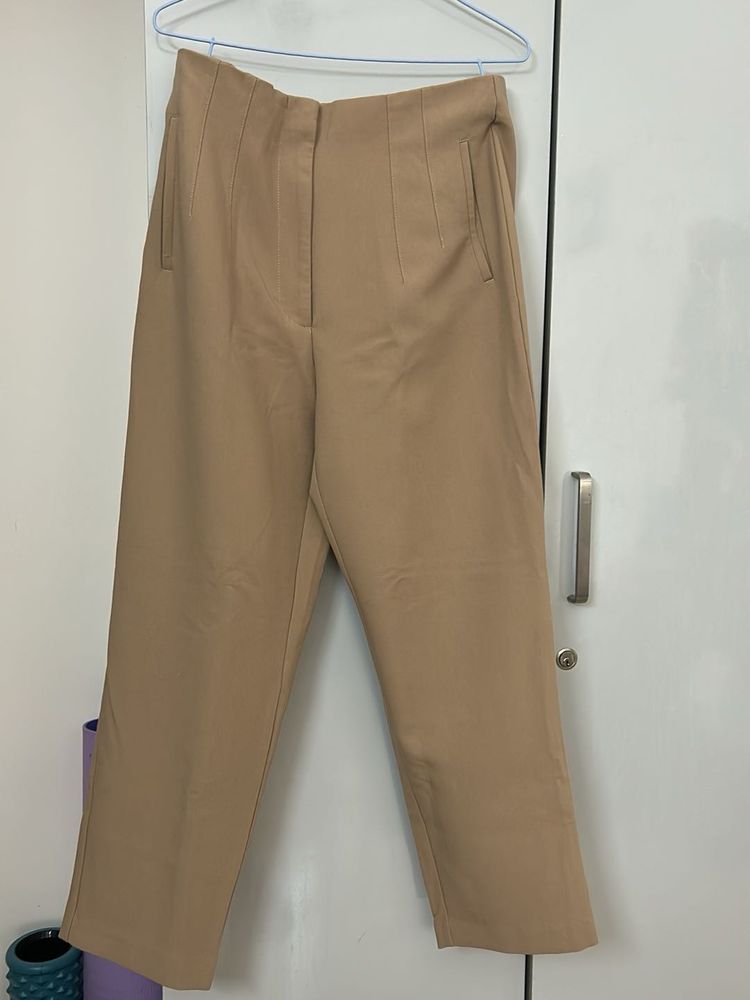 Chic Tan Front Pleated Pants