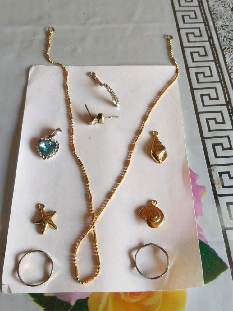 Chain,Pendal,Ring,Earing Combo