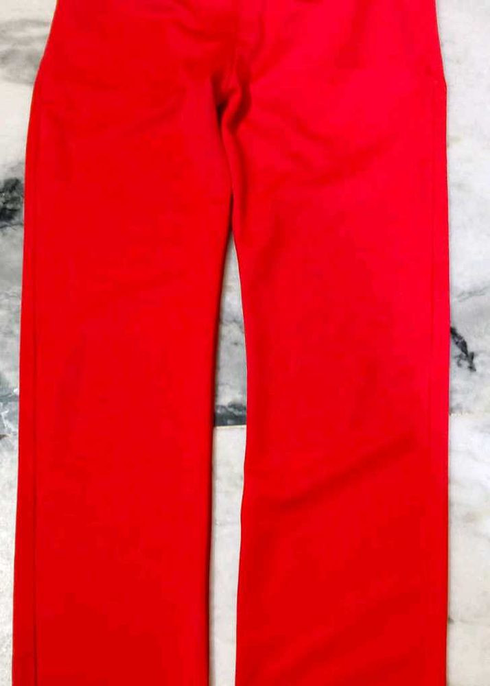 Vibrant Red Wide-Leg Trousers