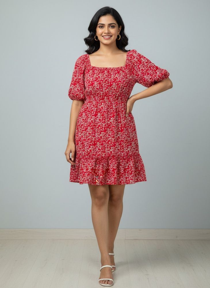 Red Floral Mini Dress❤️