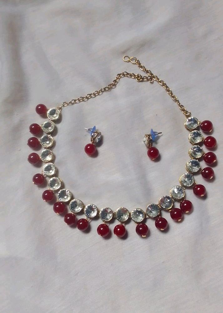Trendy Alloy &amp; Kundan Bead Necklace Set