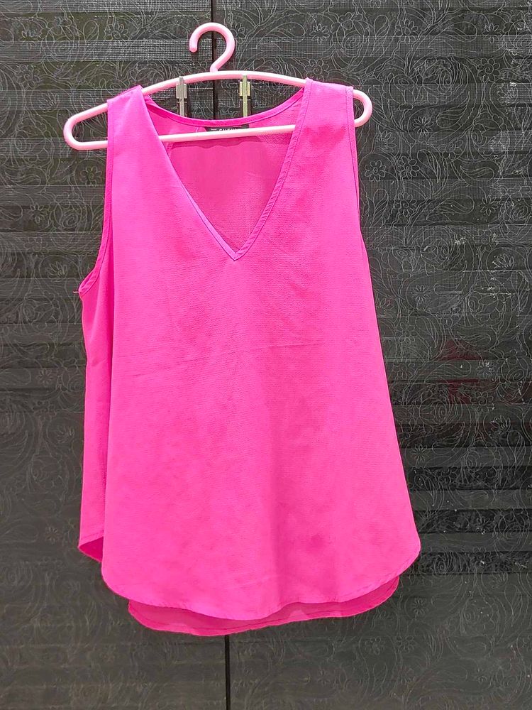 V-Neck Sleeveless Pink Top