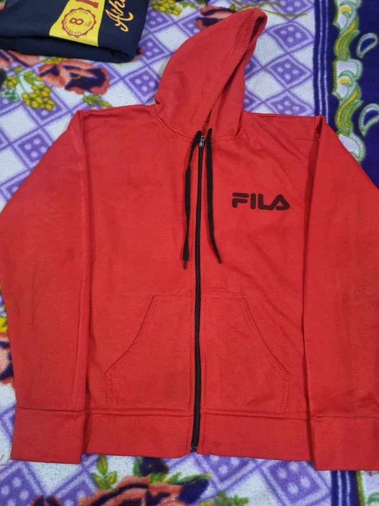 Fila Red Zip-Up Hoodie