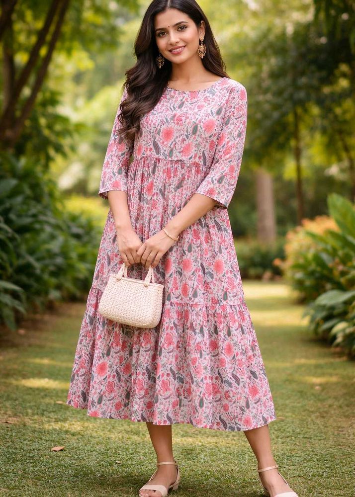 Floral Print Tiered Frock