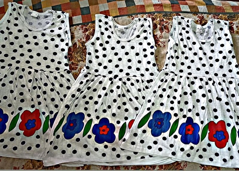 Beautiful White Colour Dress With Flowers