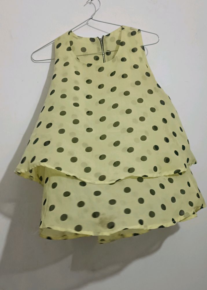 Yellow Doted Top In m Size