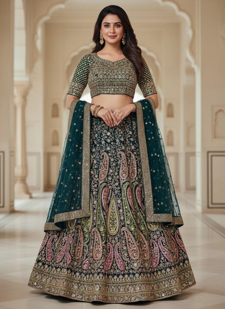 Beutiful Mirror Work Heavy Flair Leheng Embroidery